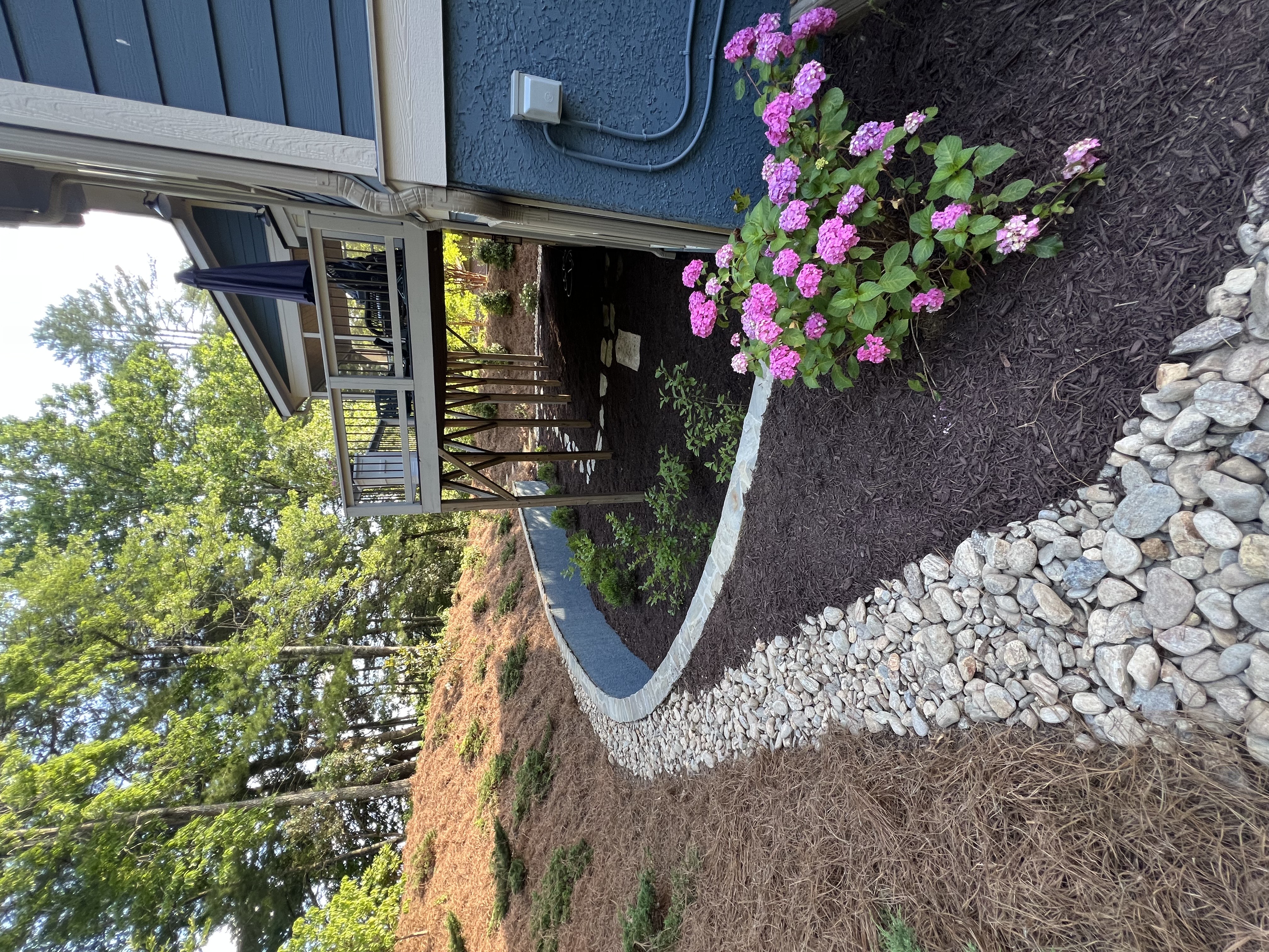 Landscaping with pink flowers